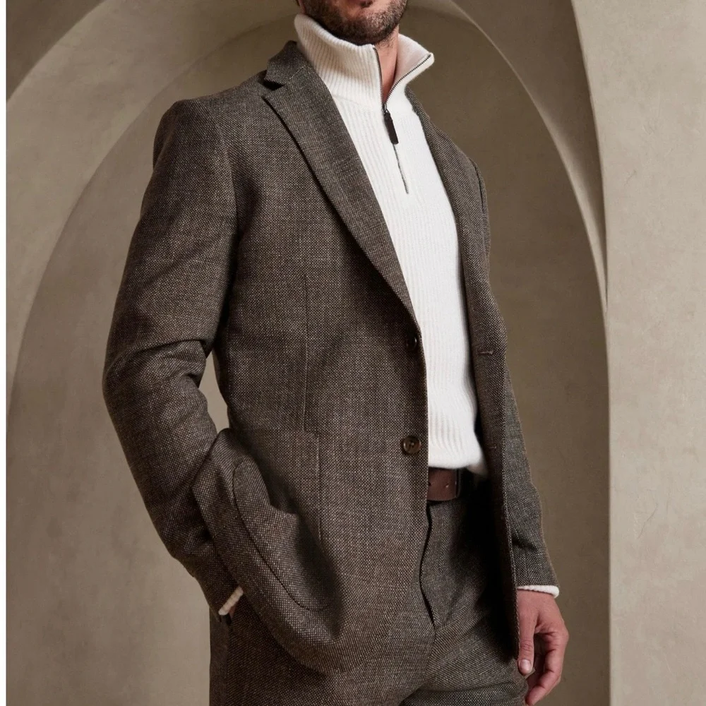 Banana Republic Brown Modena Tweed Suit Jacket 38R